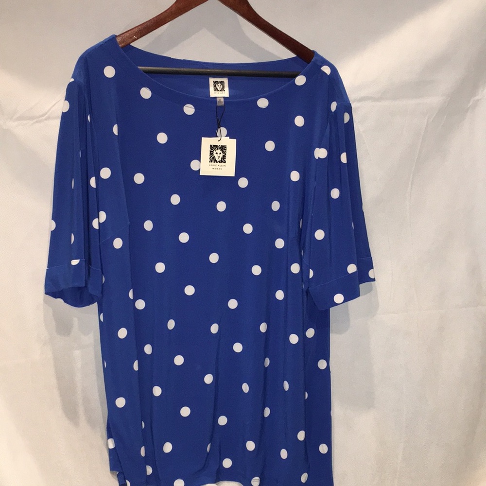 NWT Anne Klein Women polka dot short sleeve blouse | size 3X
